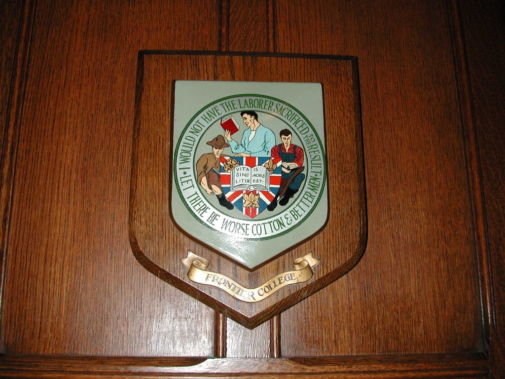 Frontier College plaque - emblem from early years